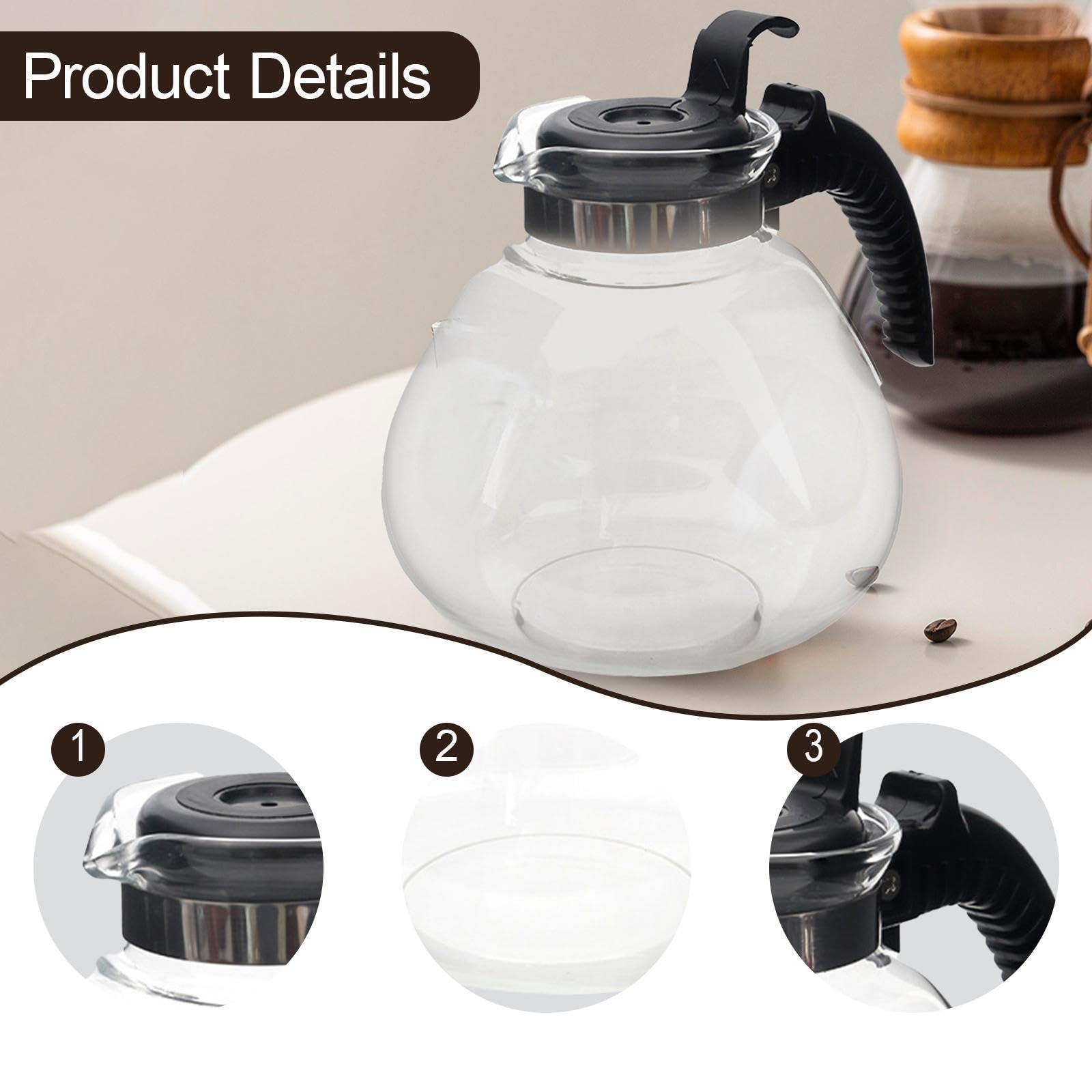 Jarra de cristal de 1,7 L para café, elegante jarra de cocina resistente al calor, perfecta para preparar y servir bebidas calientes, ideal para uso doméstico y de oficina
