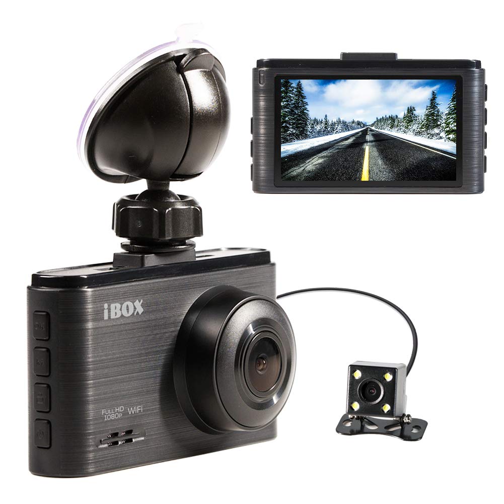 IBOX Dual Dash Cam, Full HD 1080P Dashboard Dual Camera Recorder with HD Rear View Camera, 6-Lens 170° Wide Angle with OMNIVISION WDR, G-Sensor, Parking Monitor and Wi-Fi Support
