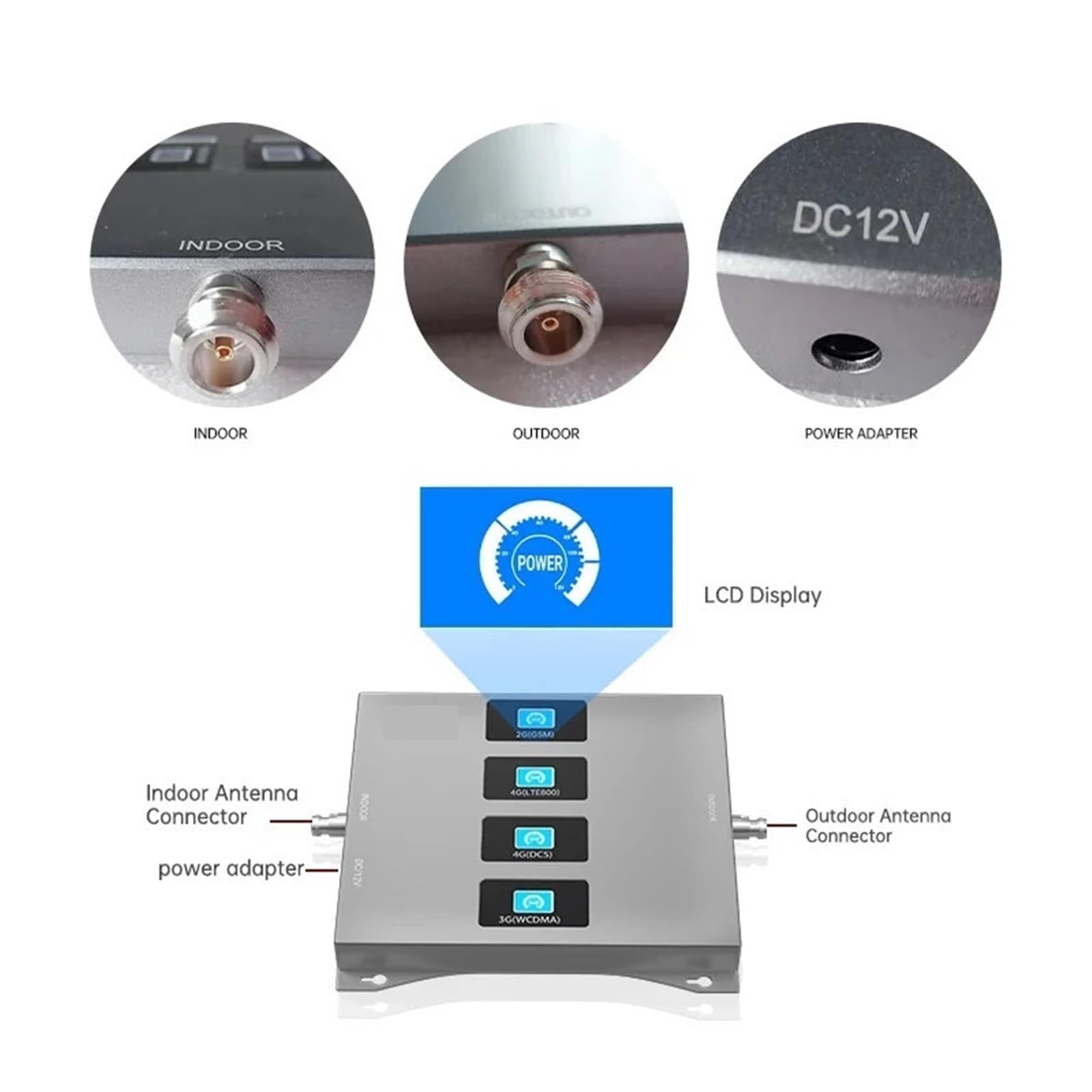 Amplificador Móvil 2G 3G 4G 800 900 1800 2100 Repetidor GSM De 2 Antenas DCS WCDMA Señal LTE Cobertura más amplia
