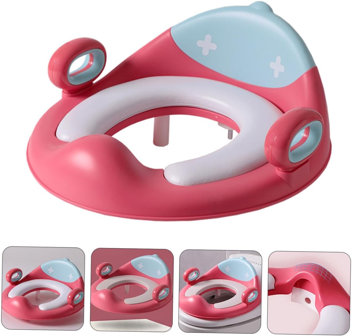 Potty Training Seat with Ergonomic High-back and Anti-slip Handles Toilet Trainer Cushion Ring for Boys and Transition Seat with Splash Guard for Independent Potty Training