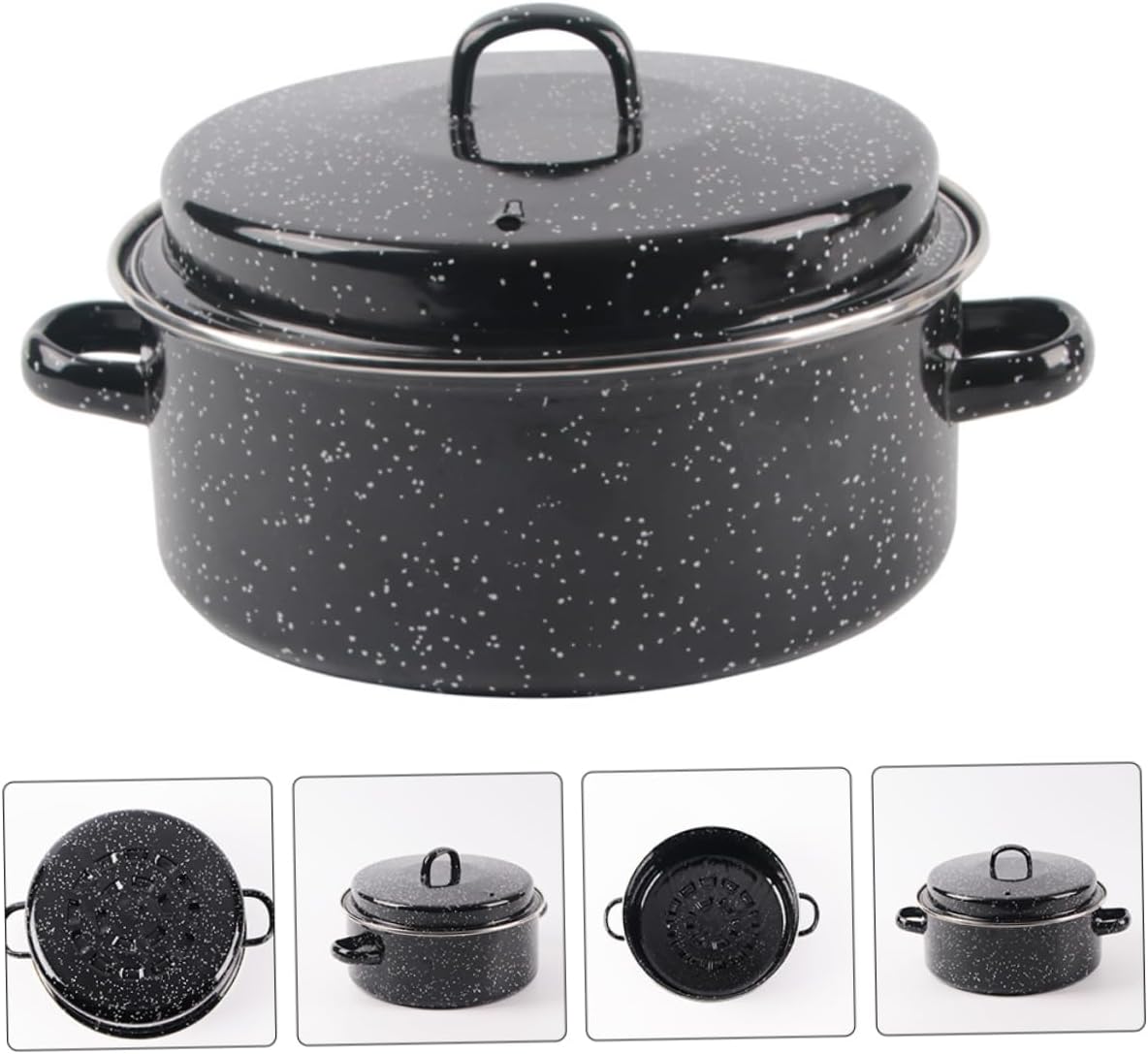 Enameled Roasting Pan for Sweet Potatoes Covered Cooking Pot with Lid Multi-Functional Baking Dish for Home Use
