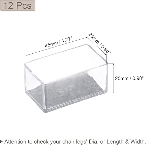 Miniatura 2 de uxcell Protectores de suelo para patas de silla, 12 piezas rectangulares de PVC y fieltro para patas de silla para suelos de madera (blanco