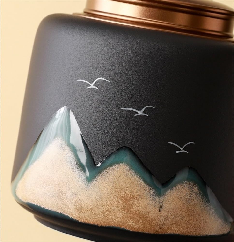 Kanister für Tee, Kaffee und Zucker Teedose aus Keramik mit spiralförmigem Doppeldeckel und versiegeltem Vorratsglas(Weiß,Klein)
