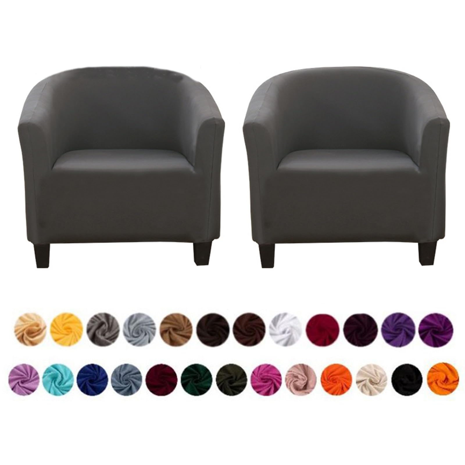 Pokrowiec na krzesło wannowe, pokrowce na krzesła kubełkowe o dużej rozciągliwości, miękkie pokrowce na krzesła klubowe, pokrowce na fotele (Color : Gray, Size : 2)