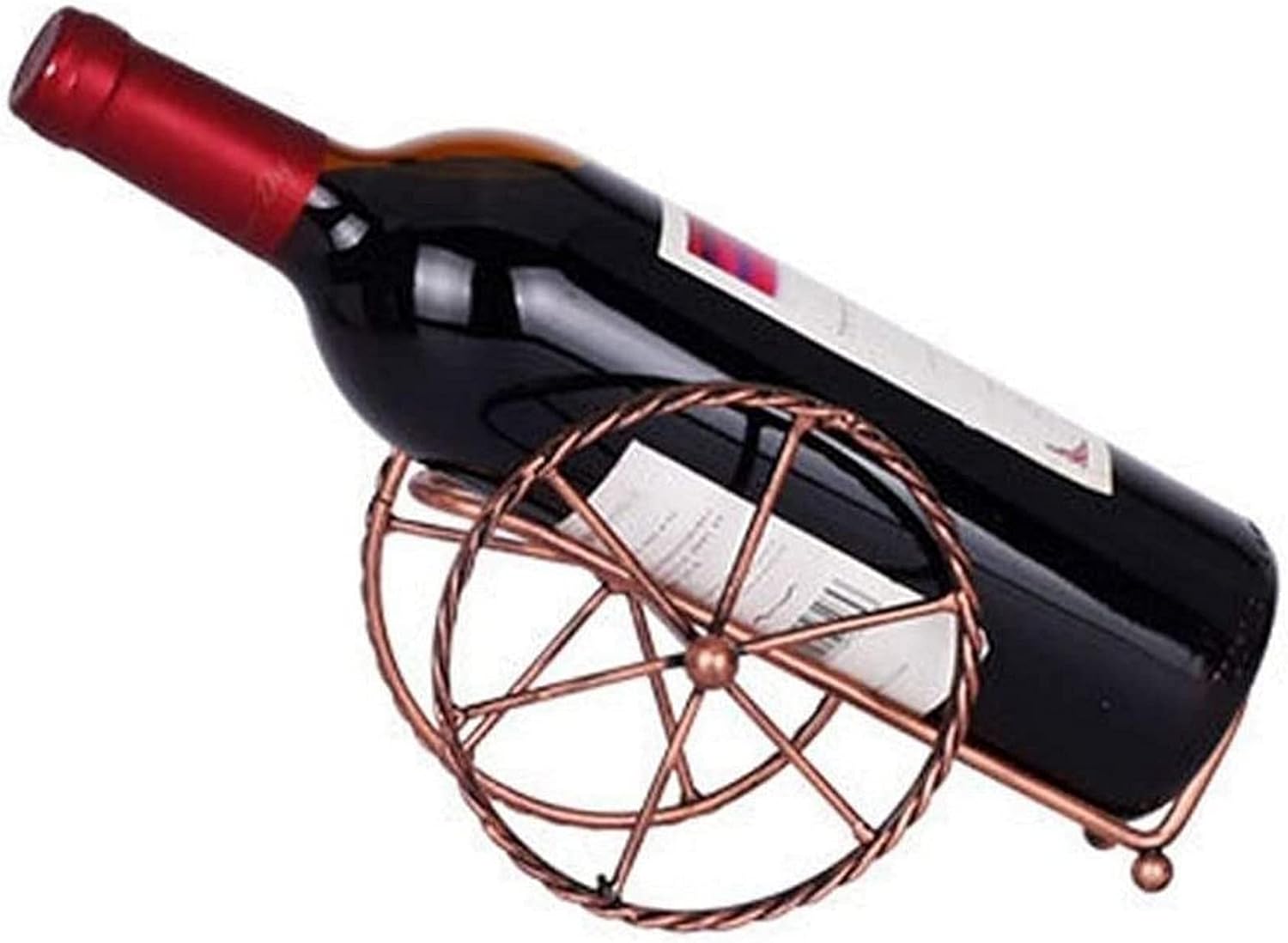 Wine Rack Wall Mounted Wine Rack Creative Bike Wheels Design Small Metal Tabletop Wine Bottle Stand Freestanding Wine Rack Holder Baroque Vintage Copper Color Small Wine Rack