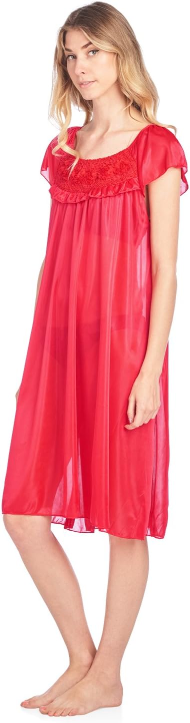 Casual Nights Women's Cap Sleeve Flower Silky Tricot Nightgown - Image 2