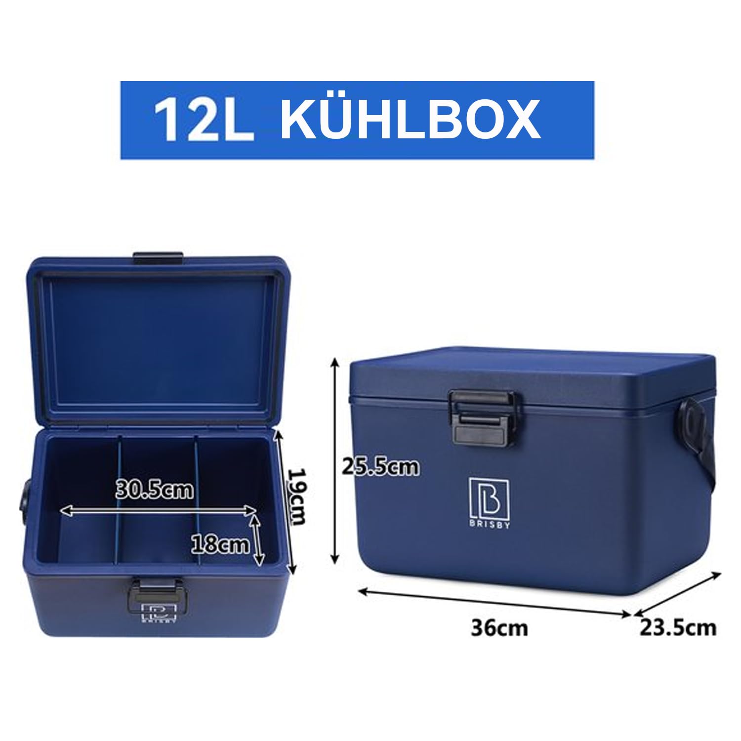 Brisby Kühlbox 12 Liter - Kühlbox ohne Strom, 40 Stunden kühl, Inklusive 2 große Kühlelemente 200ML, mit Schneidbrettern, vielseitige cool Box, 22 x 33 cm