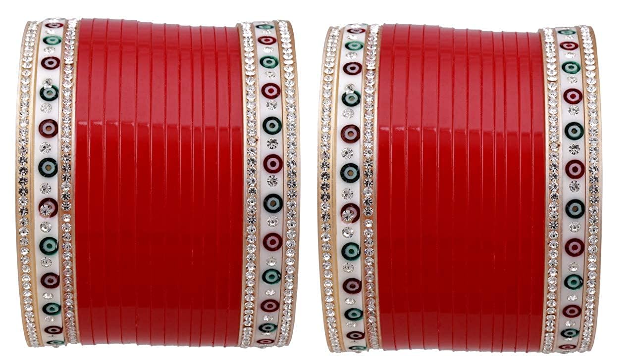 T4 Jewels Bridal Chuda Set Red Designer Chooda Punjabi Chura Fashion Jewellery Set For Women & Girls_Red_2.10 (B0D2VF6P3M) Amazon Price History, Amazon Price Tracker