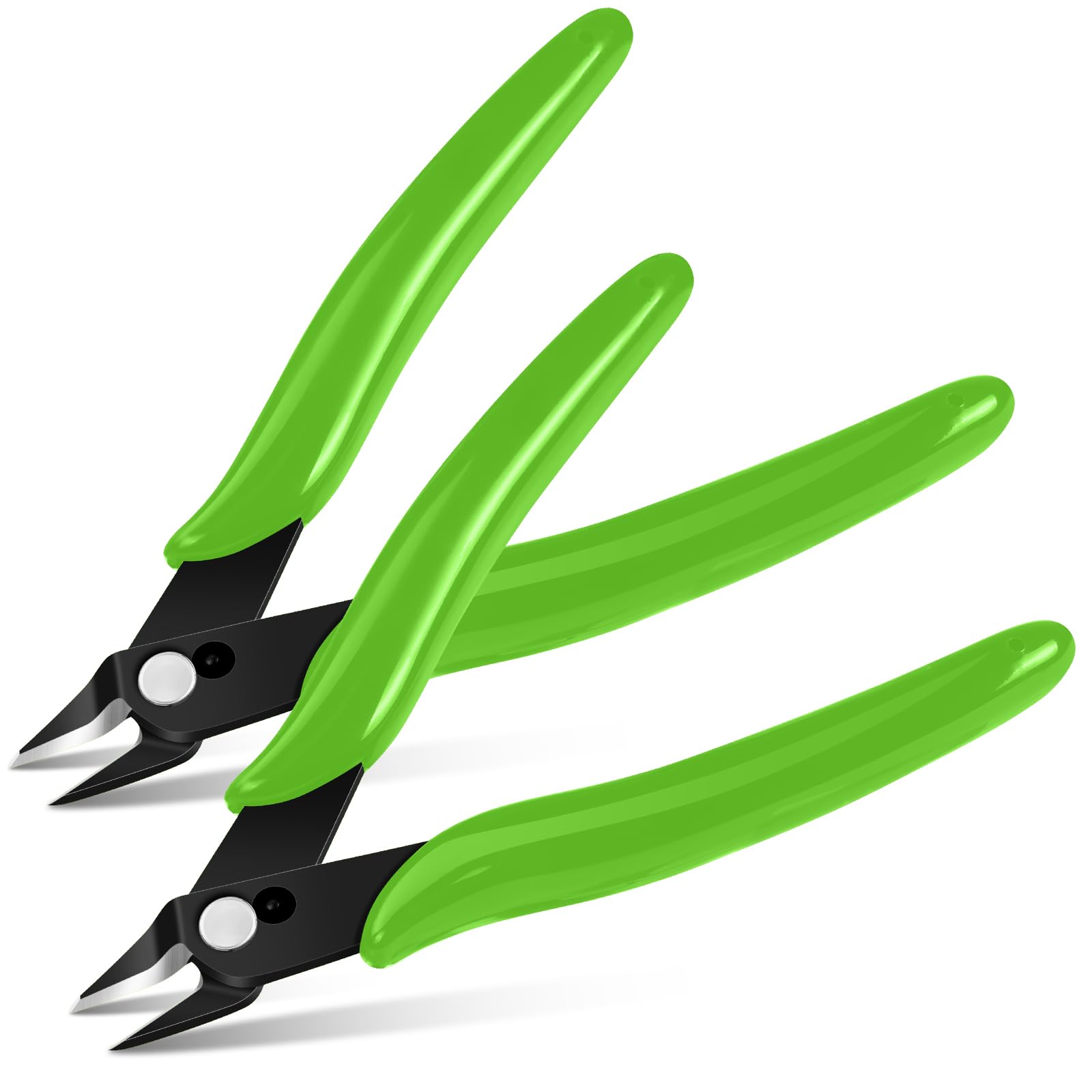 Ainiv 2PCS Micro Wire Cutter, Spring-Loaded Side Cutting Pliers Flush Cutters, Precision Diagonal Cutting Pliers in CRV Steel, Wire Snips for Electrical, Homes, Craft, Jewellery, 3D Print Models-Green — image 1