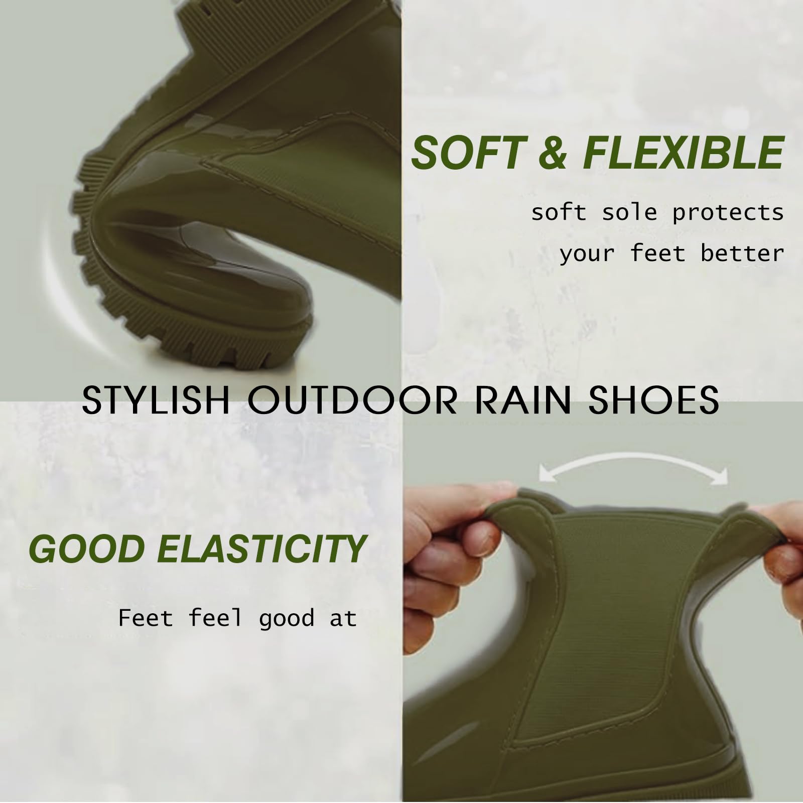 AONEGOLD Stivali Pioggia Donna Impermeabile Antiscivolo Leggere Comode Stivali Gomma Moda Pioggia per Esterni Giardinaggio Boots