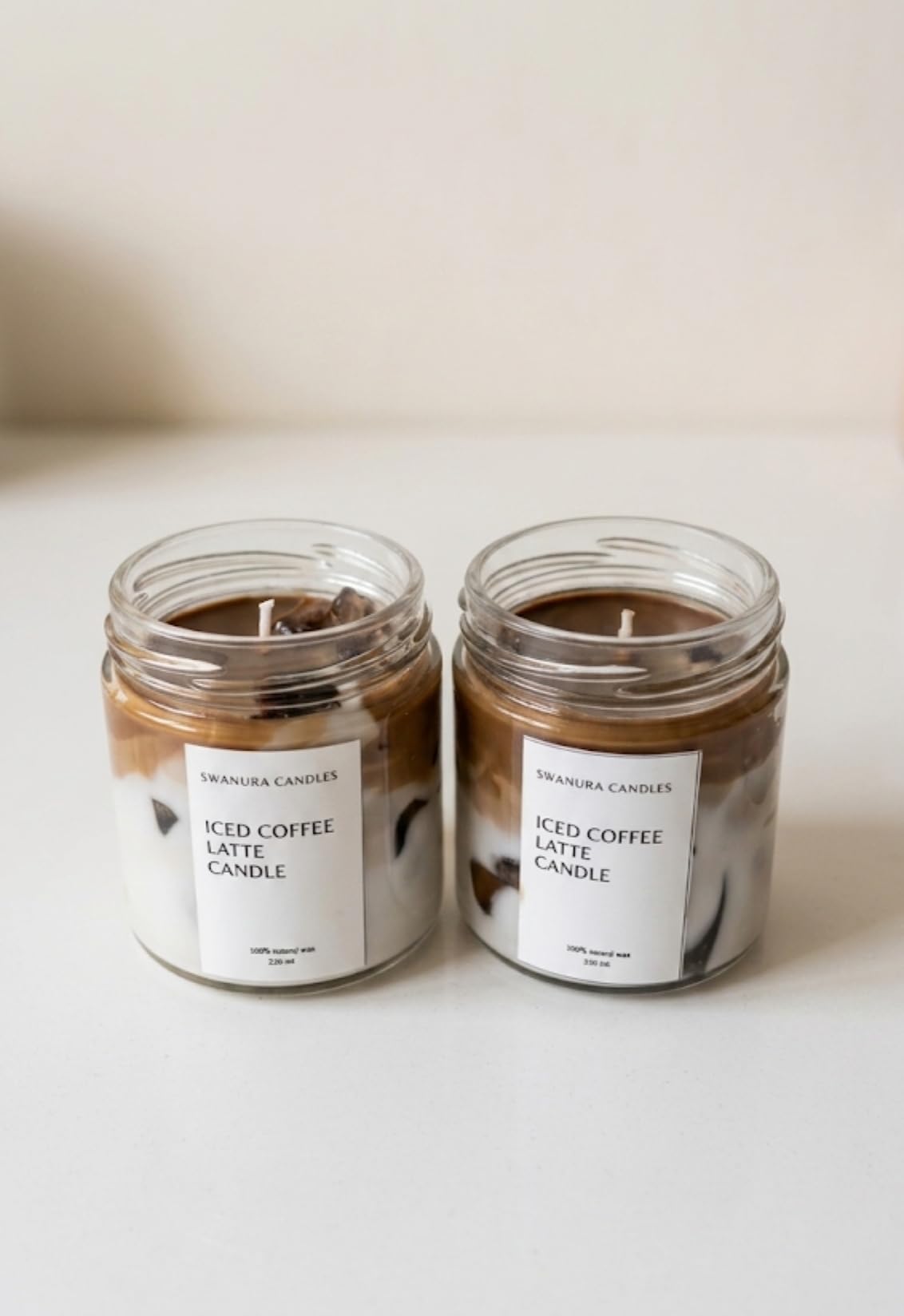 Swanura Iced Coffee Latte Scented Candle, 100% Natural Soy Wax, Coffee Bean Fragrance, Decorative Jar, for Home Decor and Gifting 200ml Jar Combo-image-2
