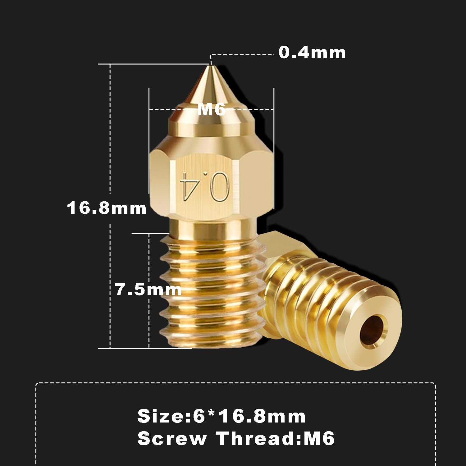 Creality Buses Ender 3 V3 SE 12 pièces haute vitesse M6 0,4 mm buses en laiton à extrémité chaude à filament d'origine haute température résistantes à l'usure pour imprimante 3D Ender 5 S1, Ender 7