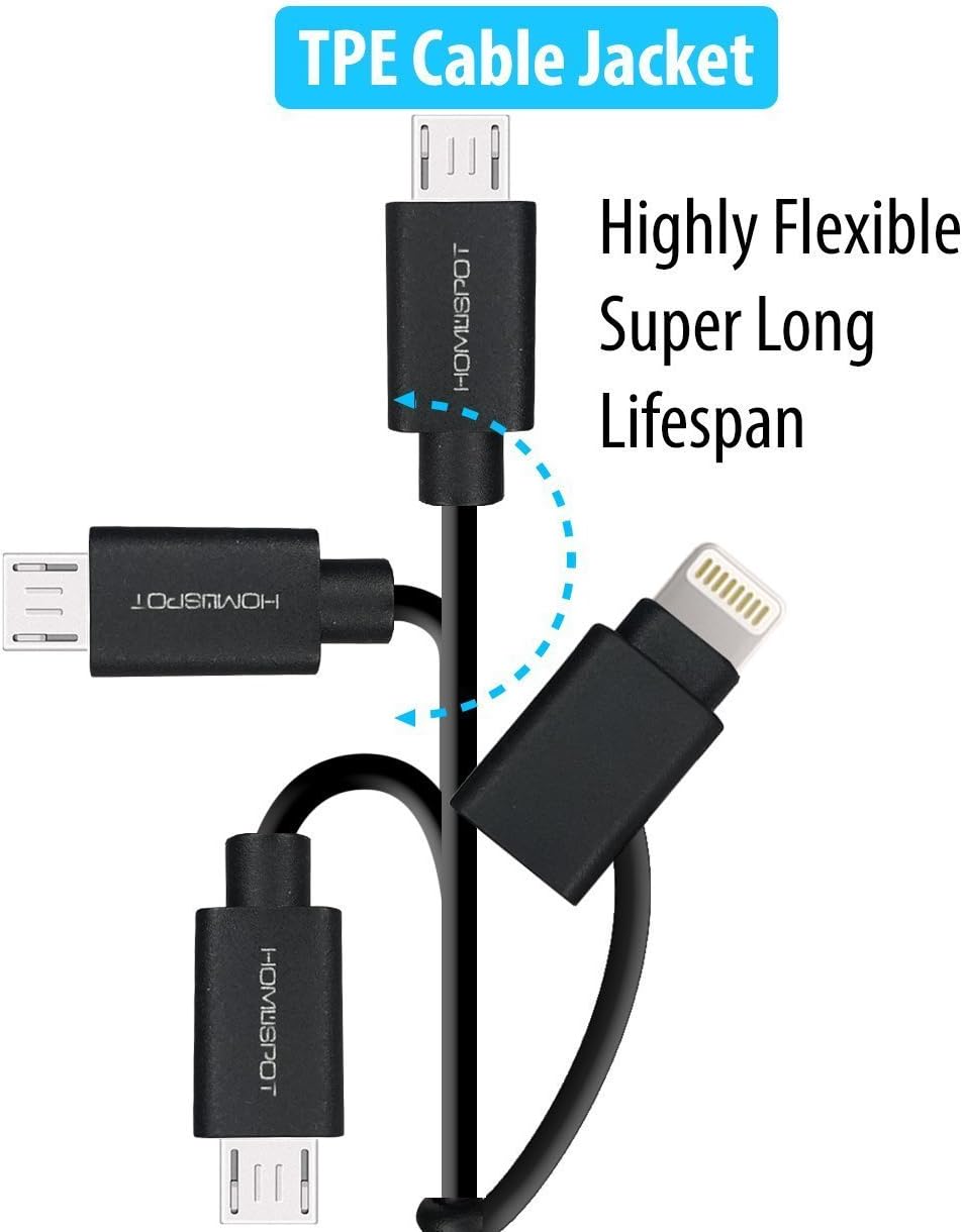 Gеt Sресіаl Prісе HomeSpot Charger, 5 Inches Short 2-in-1 Lightning & Micro USB 8 Pin Compatible with iPhone 7 Plus 6S 5, iPhone SE, iPad 4 Air 2 Mini 4 3 iPad Pro (1 Pack - Black)