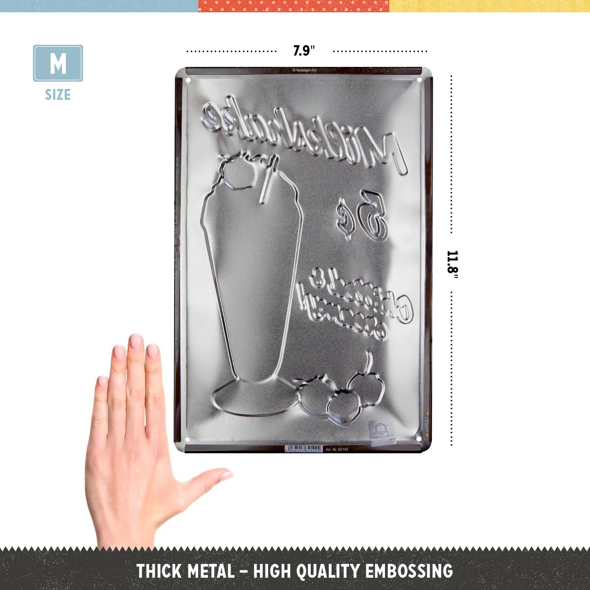 LANOLU Targa in metallo retrò da cucina MILKSHAKE – Targa vintage da cucina – US DINER retrò – Targa in metallo per gli amanti del milkshake e dei cupcake, 20 x 30