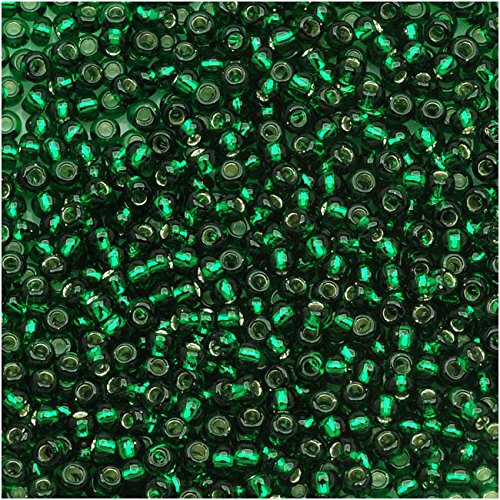 Toho Round Seed Beads 11/0#36 'Silver Lined Green Emerald' 8g