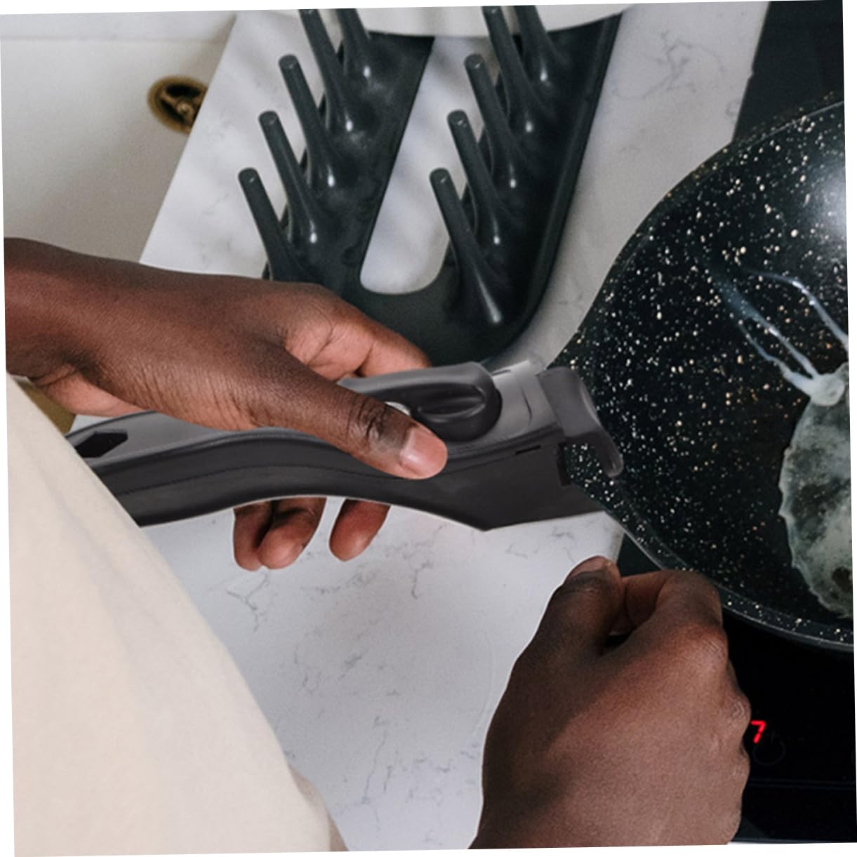 Abnehmbare Topfgriffe Tragbar und Sicher aus Bakelit Hitzebeständig 2 Stück und Ergonomisch als Ersatzgriff für Kochgeschirr und Pfannen