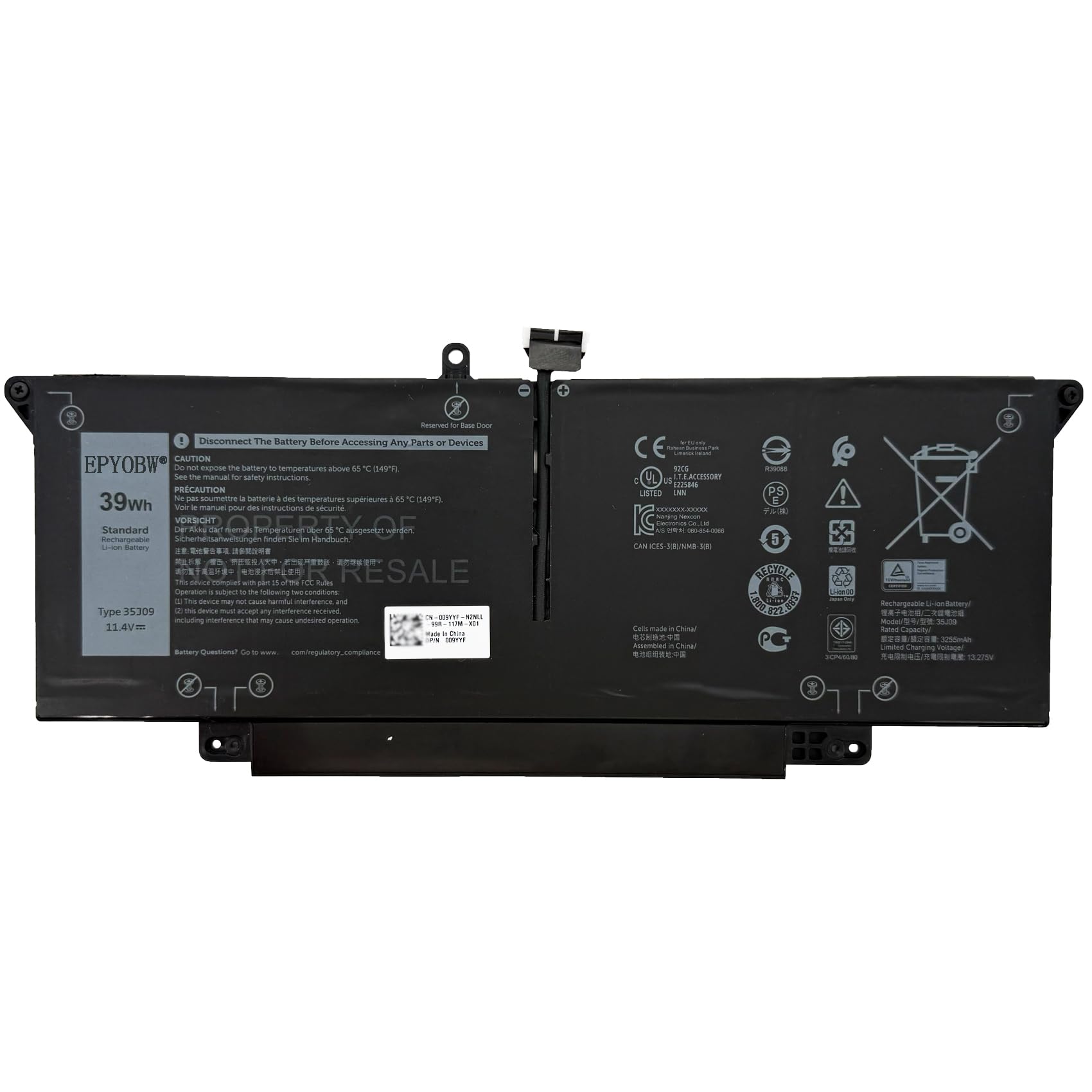 Amazon.com: EPYOBW 35J09 Laptop Battery 39Wh JHT2H Y7HR3 4V5X2