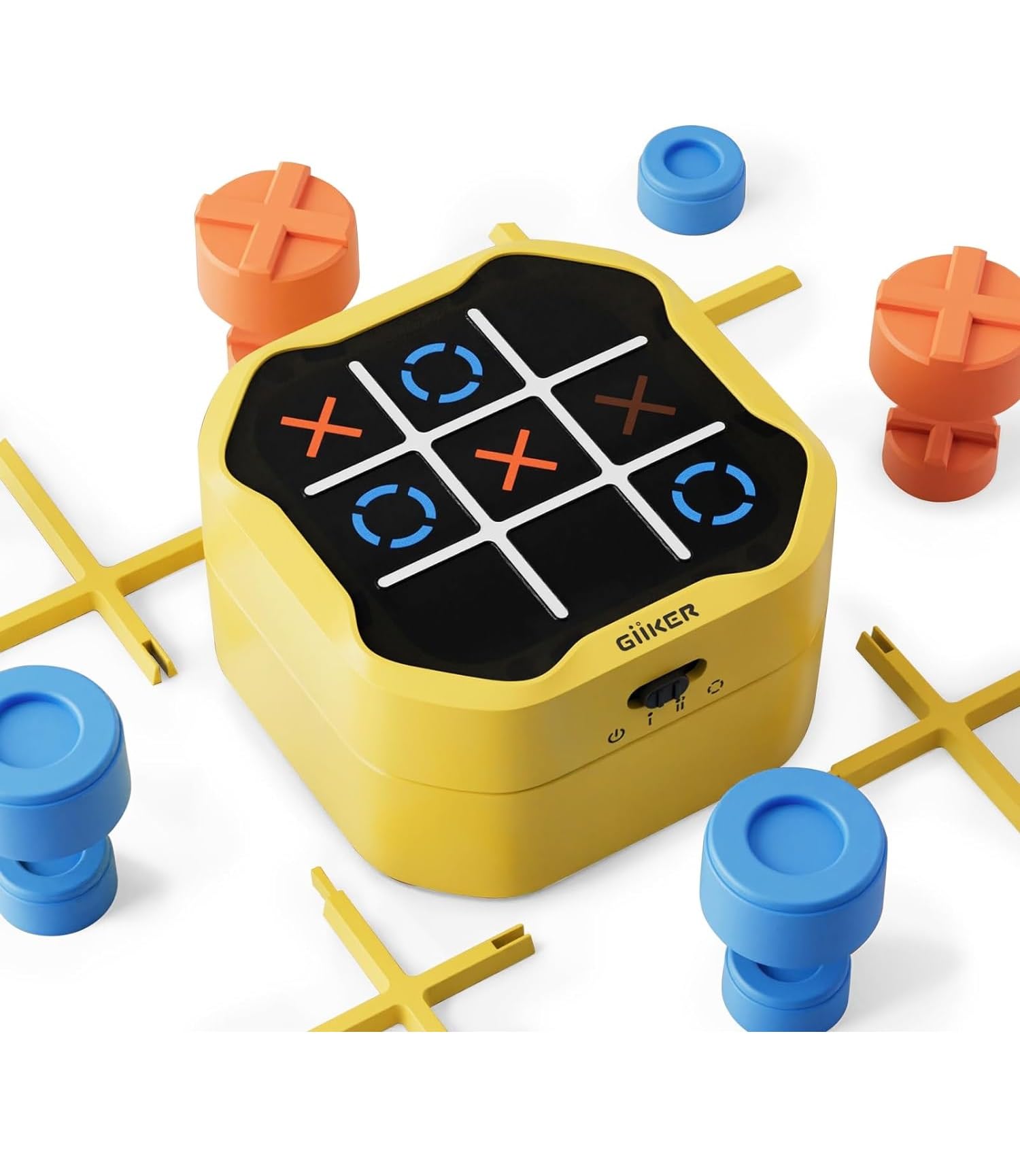 Giiker Tic TAC Toe Bolt Amarillo - Tres en Raya Electrónico 3 en 1 con Modo Batalla por Bluetooth - Juego de Mesa Portátil para Niños y Adultos - Juegos para Viajes - Regalos Niños 6 Años