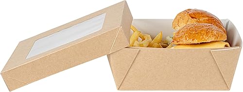 Miniatura 10 de Restaurantware Cafe Vision Cajas de postre de 27 onzas con ventana, 25 cajas resistentes para hornear, tapa desmontable, papel kraft resistente a la