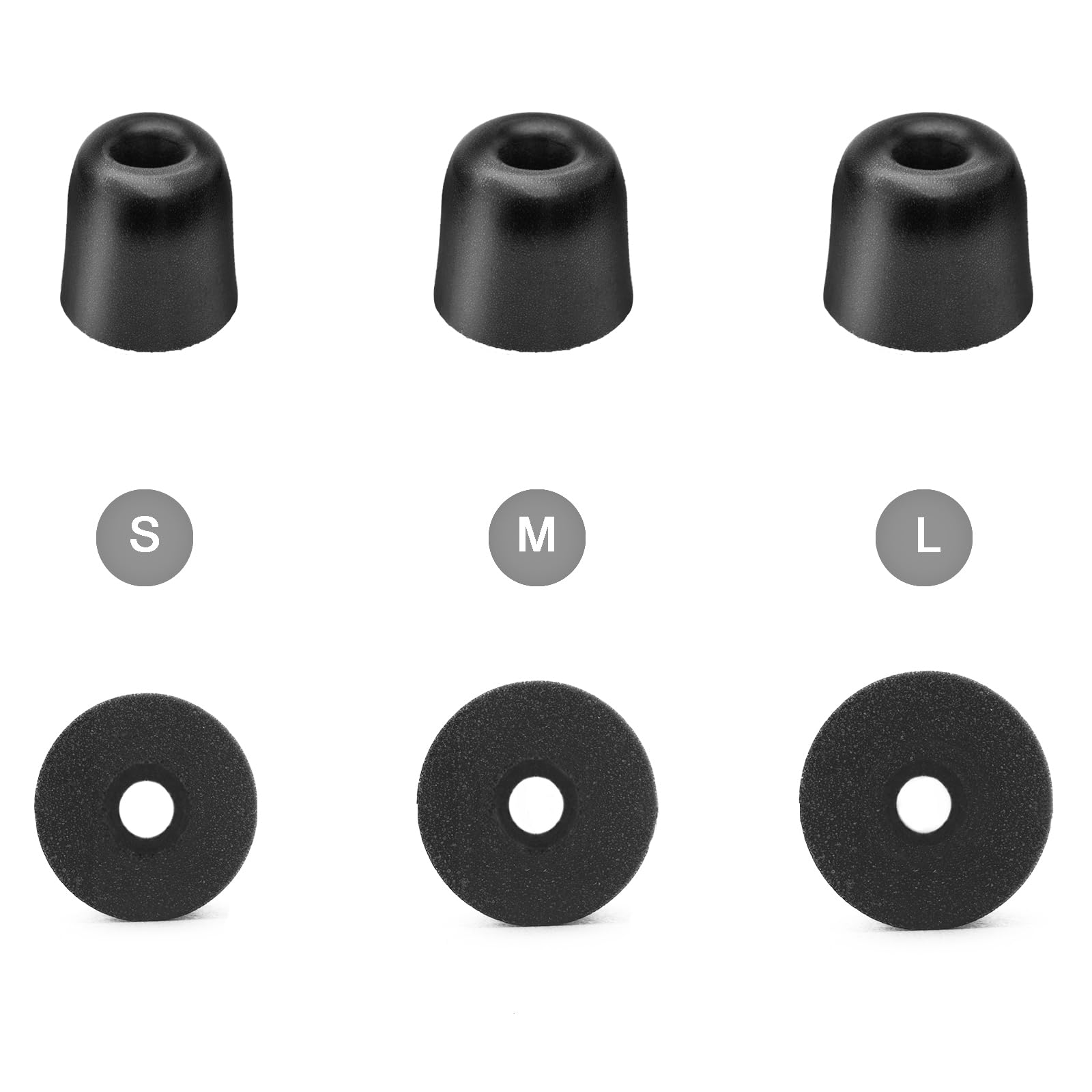 Klowcok Almohadillas de espuma viscoelástica de repuesto para auriculares Shure SE215 SE425 SE535 SE846 Aonic4 Aonic5, aislamiento de ruido (3 pares, negro) (pequeño)