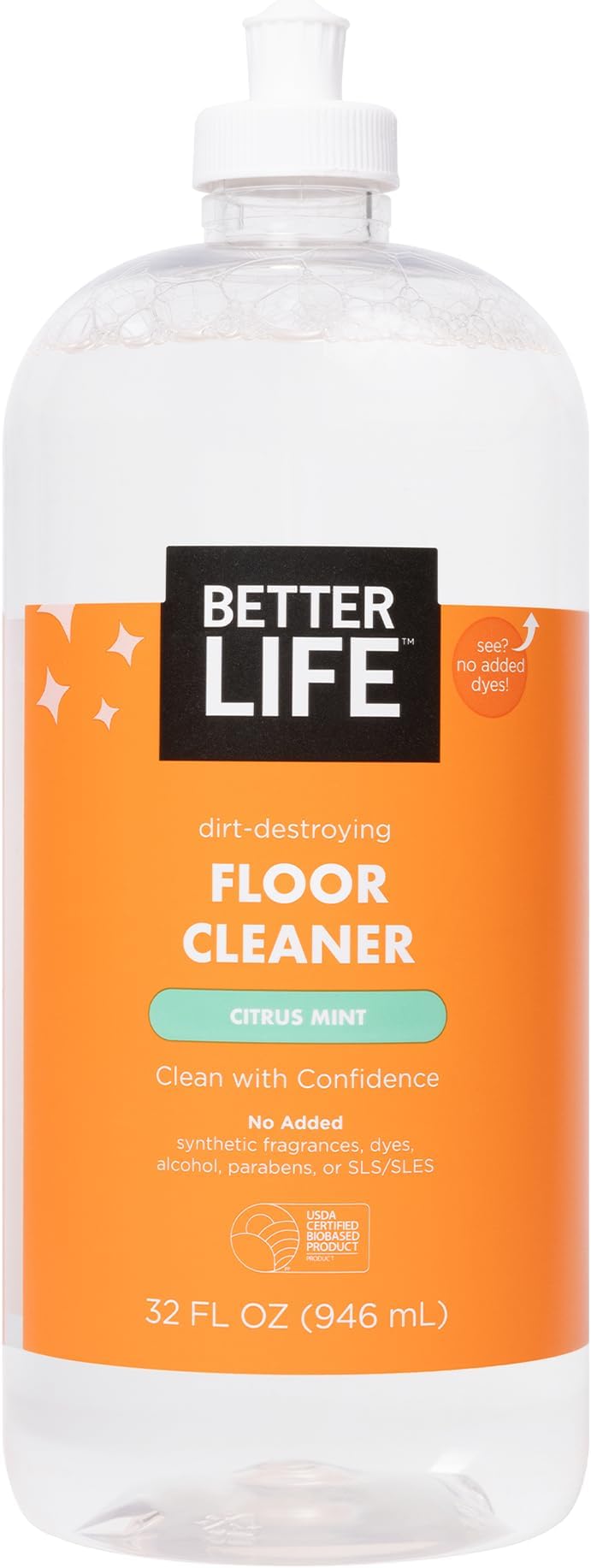 Better Life Floor Cleaner - Liquid Multipurpose Cleaner for Wood, Tile, Laminate, Vinyl, Bamboo - Hardwood Floor Cleaner for Mopping - Citrus Mint 32oz