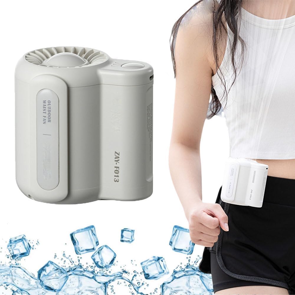 Cool Clip Fan Under Shirt, Clip-on Portable Air Cooler, Portable Waist Fan Rechargeable,3 Speeds Strong Airflow Wearable Personal Clip Fan, Belt Fan Clip,Shirt Fan for Works,Travel, Camping (White)