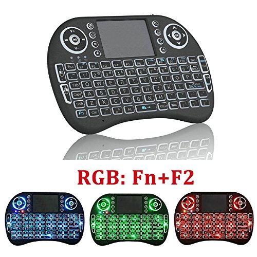Mini Clavier et Souris sans Fil 2,4 GHz rétroéclairé sans Fil avec pavé Tactile LED à télécommande Rechargeable Li-ION pour PC Android TV Box Windows XP Vista 7 8 10