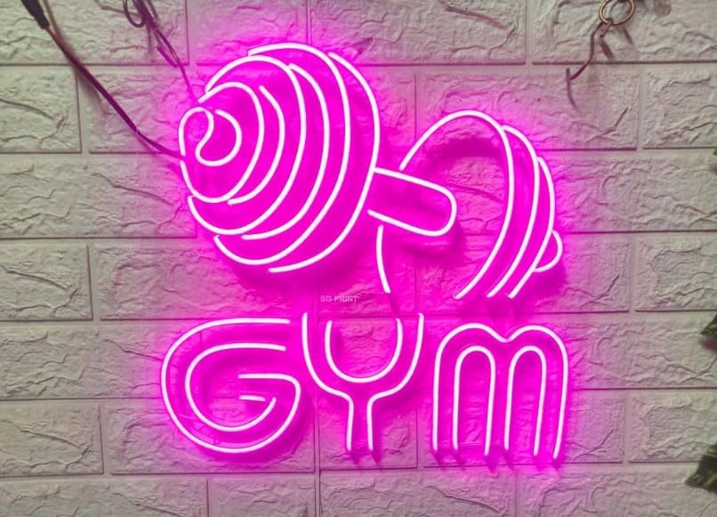 LUXURY SIGN INDIA Gym Neon Sign Light, Wide Application for Wall Decor | Neon Lights for Gym | Neon Wall Signs | Game Room Decor (Pack of 1) purple(18x18)-image-31