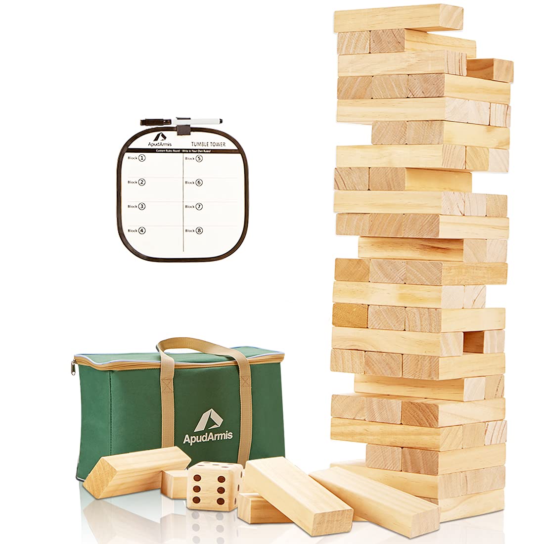 ApudArmis Giant Tumble Tower (Stack from 2Ft to Over 4.2Ft), 54 PCS