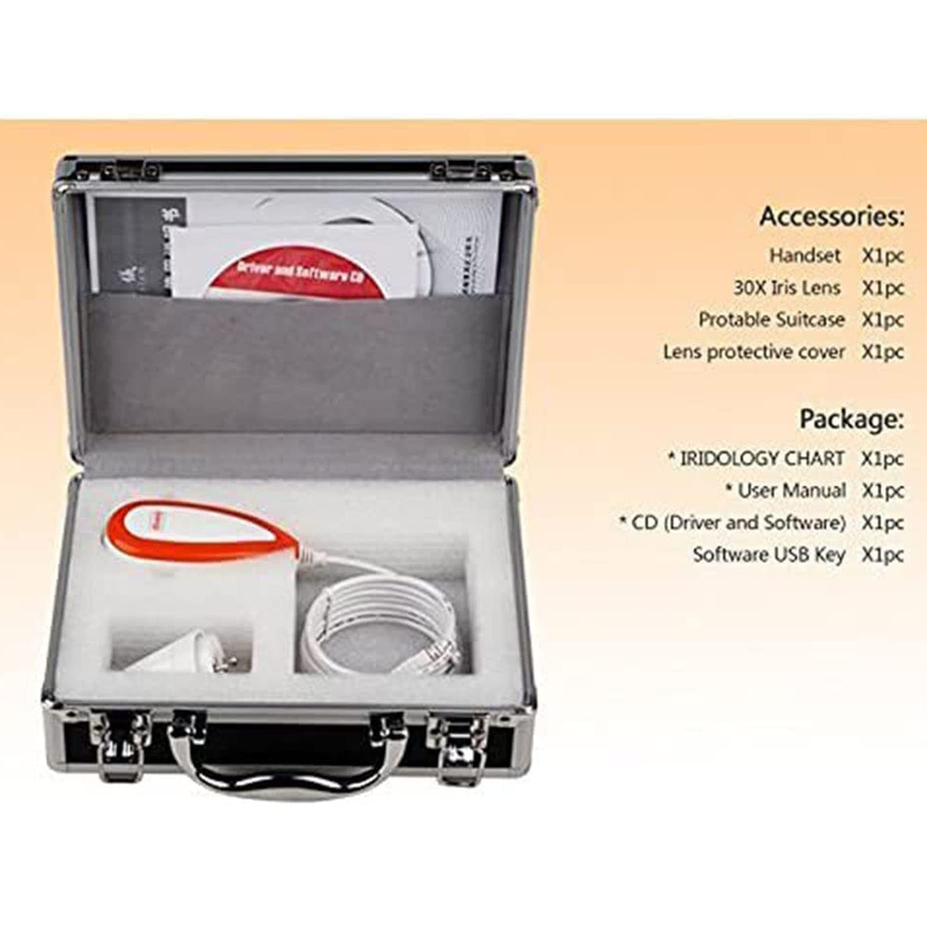 Iris-Analyse-Kamera, 5,0 Mp USB-Iris-Analysator-Iridologie-Kamera Mit 30-Fachem HD-Iris-Objektiv, Iris-Lupe, Augen-Iris-Kamera Für Schönheitssalons, Gesundheitsmanagement-Zentren