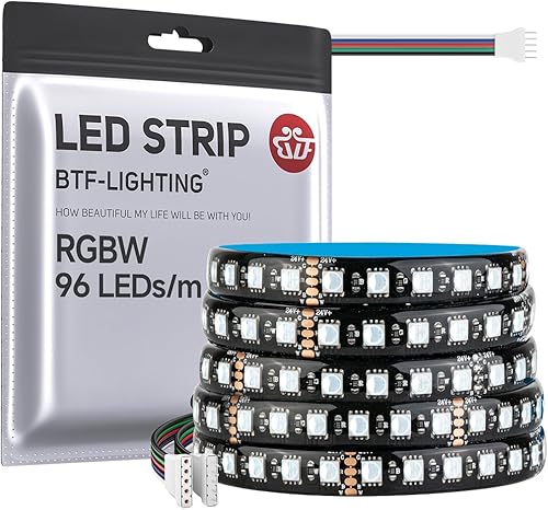 Miniatura 13 de BTF-LIGHTING 5050 RGBW RGB+Blanco Cálido(2700K-3000K) 4 Colores en 1 LED 5m 16.4 pies 96LED/m DC24V Cinta de luces LED multicolor IP30 no blanco
