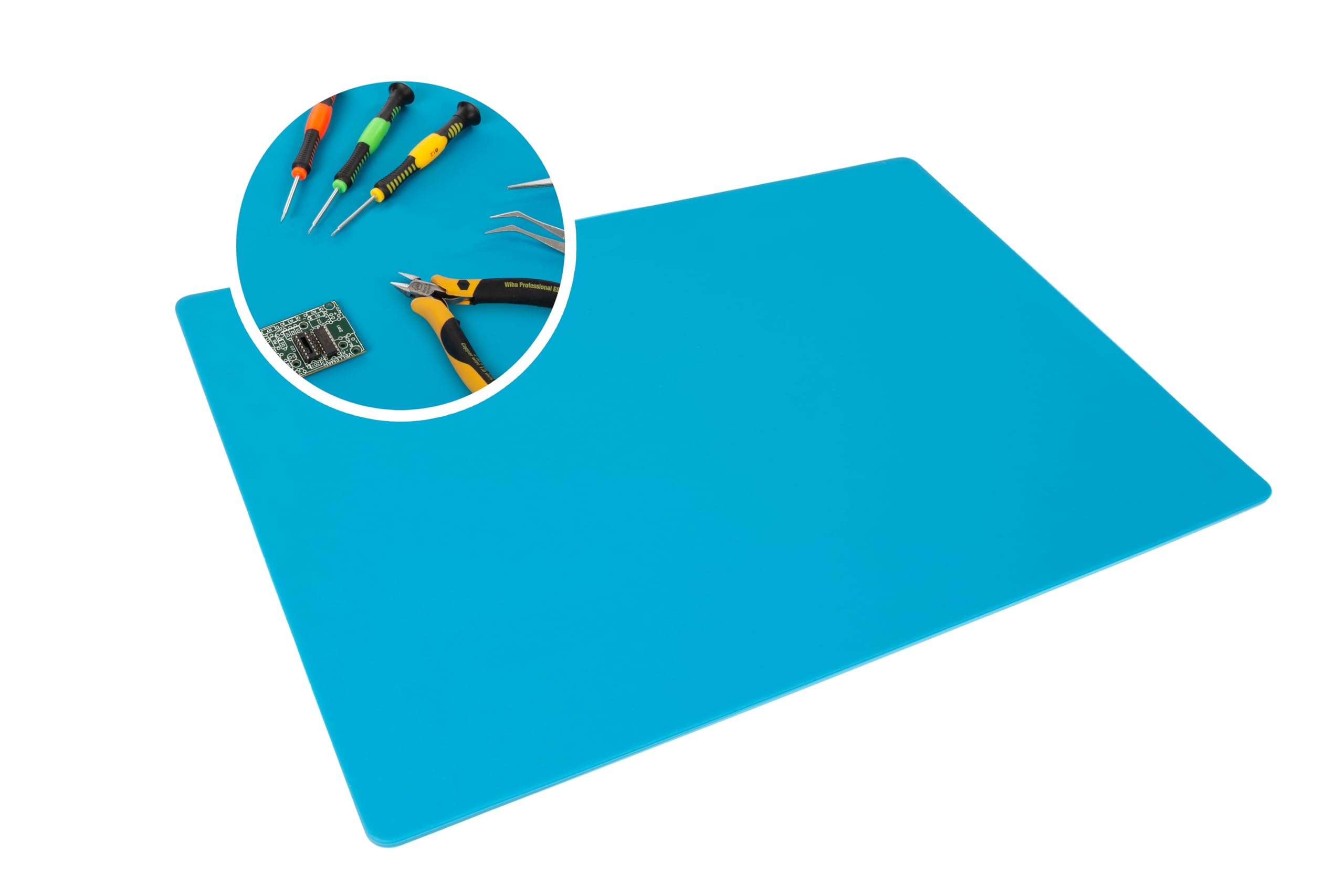 Velleman Alfombrilla de reparación y soldadura de silicona resistente al calor, 700 x 450 mm, 500 C, superficie de trabajo extra grande, azul