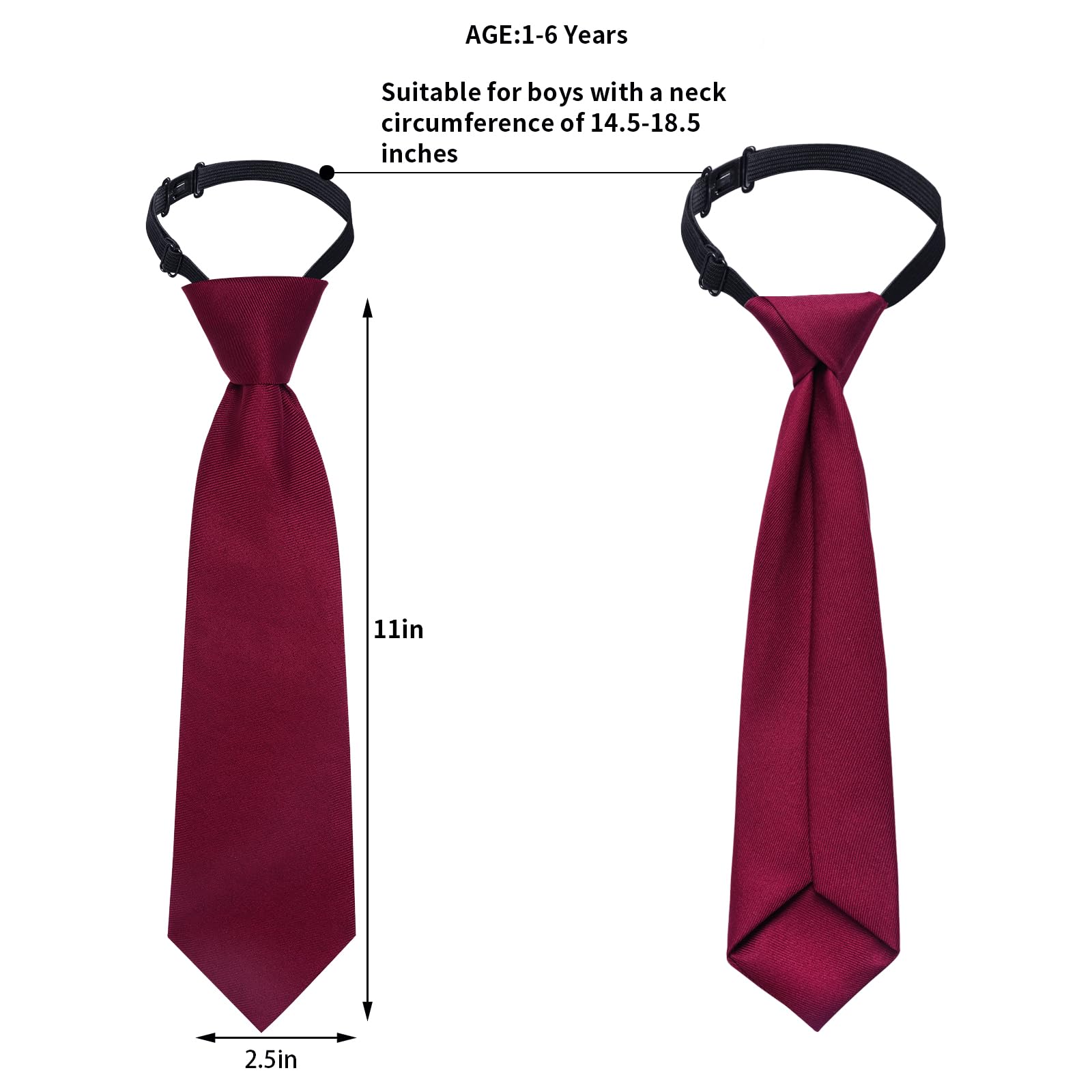 Sucrain 3pcs Boy's Necktie Pre-tied Adjustable Neck Strap Tie for Wedding Graduation School Uniforms (Black+Navy Blue+Red)