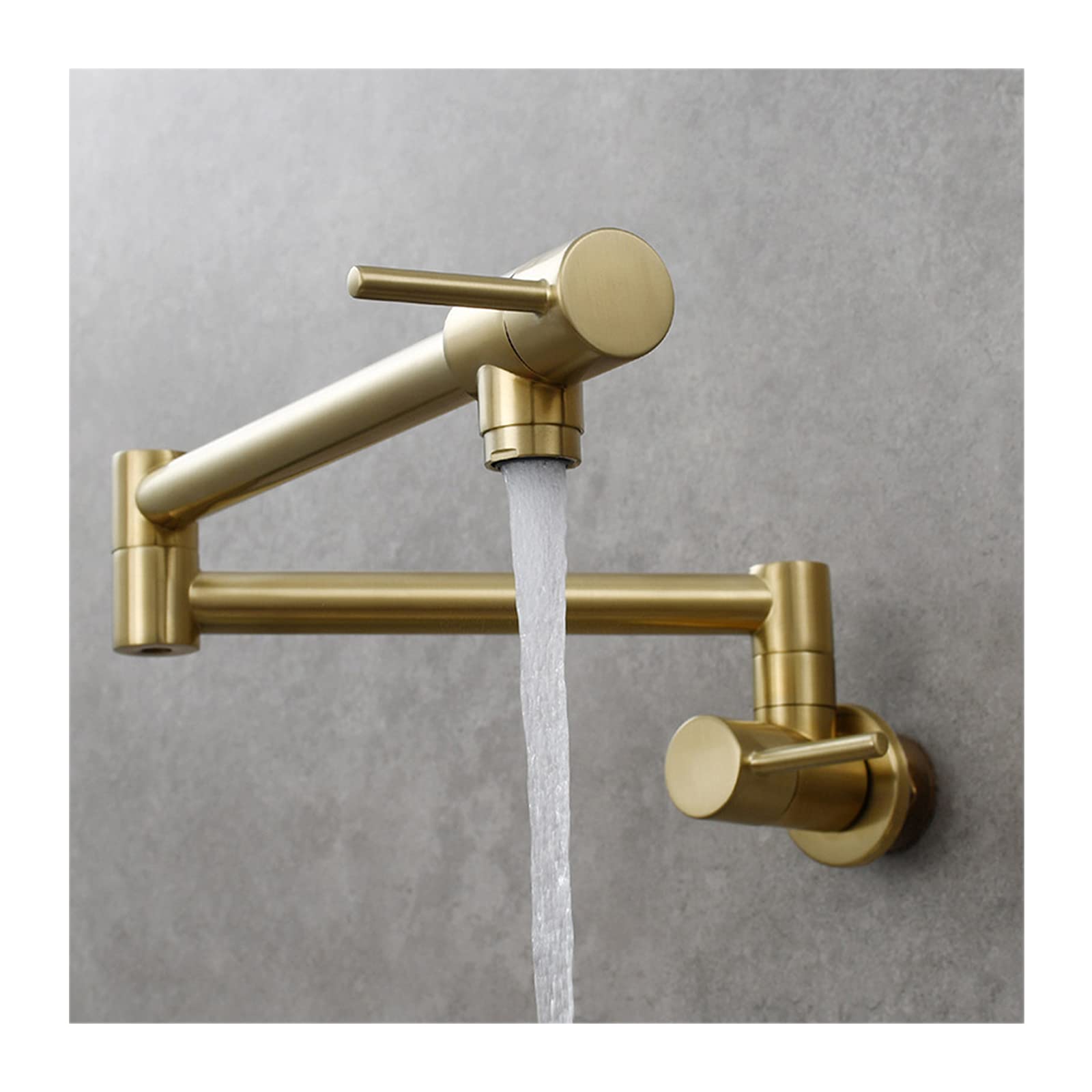 Grifo de llenado de ollas Grifo de cocina de agua fría individual de latón Montaje en pared Grifos de fregadero de cocina comercial Brazos oscilantes de doble articulación plegables estirables Orifici