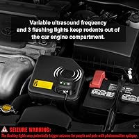Vista 3 de Loraffe Under Hood Rodent Repellent for Car Engines, 12V 24V Ultrasonic Mouse Deterrent with LED Strobe Lights – Mice and Rat Repeller for Truck