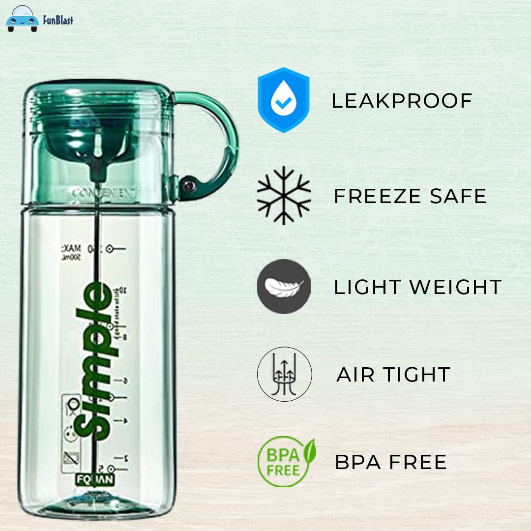 FunBlast Fruit Infuser Water Bottle – 620ml BPA-Free, Leakproof, With Infuser Rod & EBook, Cute Design For Girls, Gym, School, Office