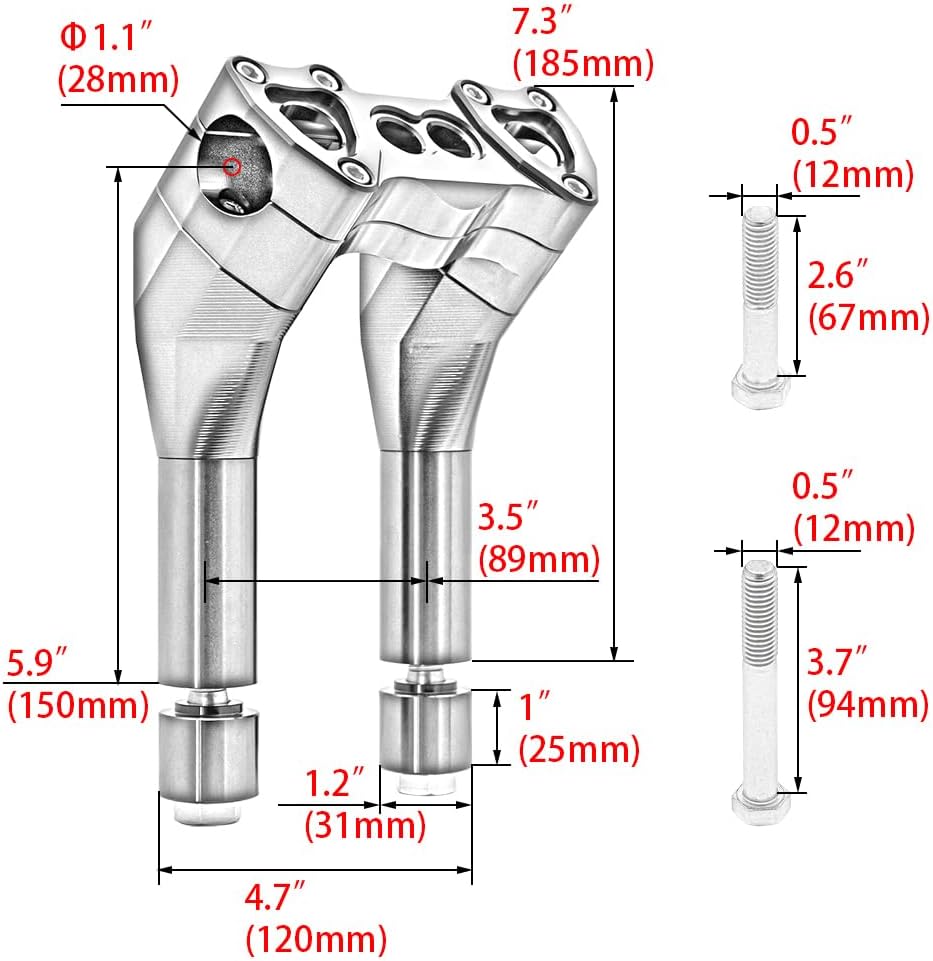 Motorcycle Pullback 6''Tall Handlebar Risers Extension Kit 1-1/8" 28mm Bar Clamp Dia Compatible with Harley Dyna Street bob Wide Glide Low Rider FXDLS FXDL Fat Bob FXDF Softail Sportster 883 1200