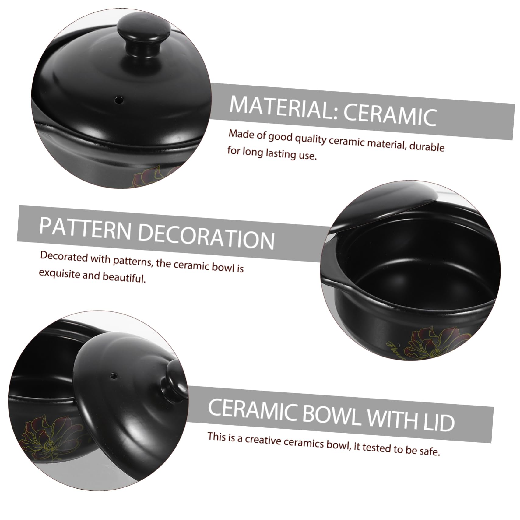 Casseruola in Ceramica da 1100ml Coperchio, Riscaldamento Uniforme e Mantenimento del Calore, per Zuppe e Cottura in Cucina