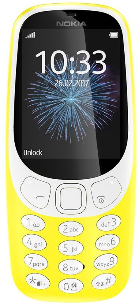 Nokia 3310 2G Mobiltelefon (2,4 Zoll Farbdisplay, 2MP Kamera, Bluetooth, Radio, MP3 Player, Single Sim) gelb