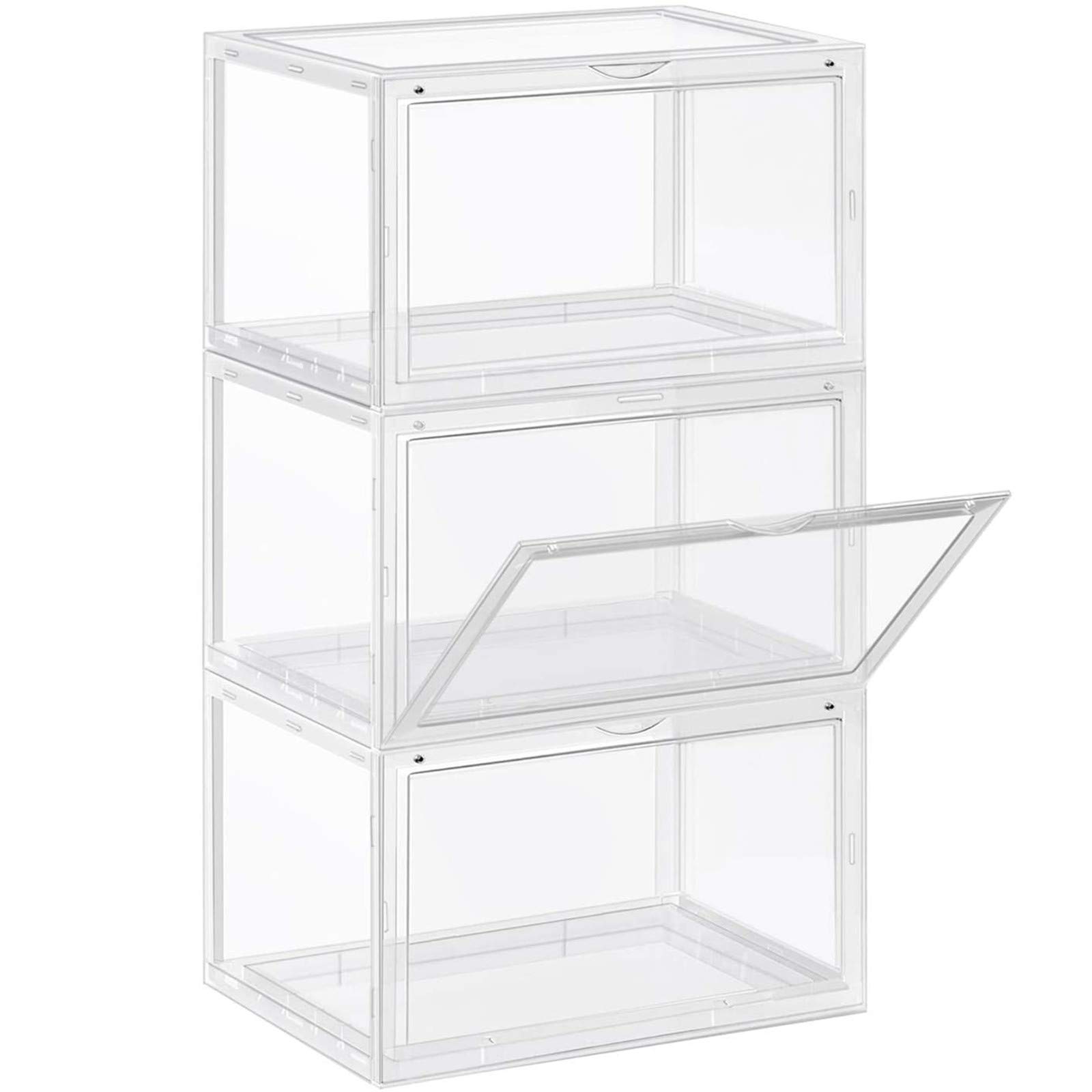 Scatole Da Scarpe,Cassa A Cassetto Trasparente Ispessita Scatole Da Scarpe In Plastica Impilabile Box Organizzatore Di Scarpe Shoebox Caja Organizador (Transparent,3 Pcs)
