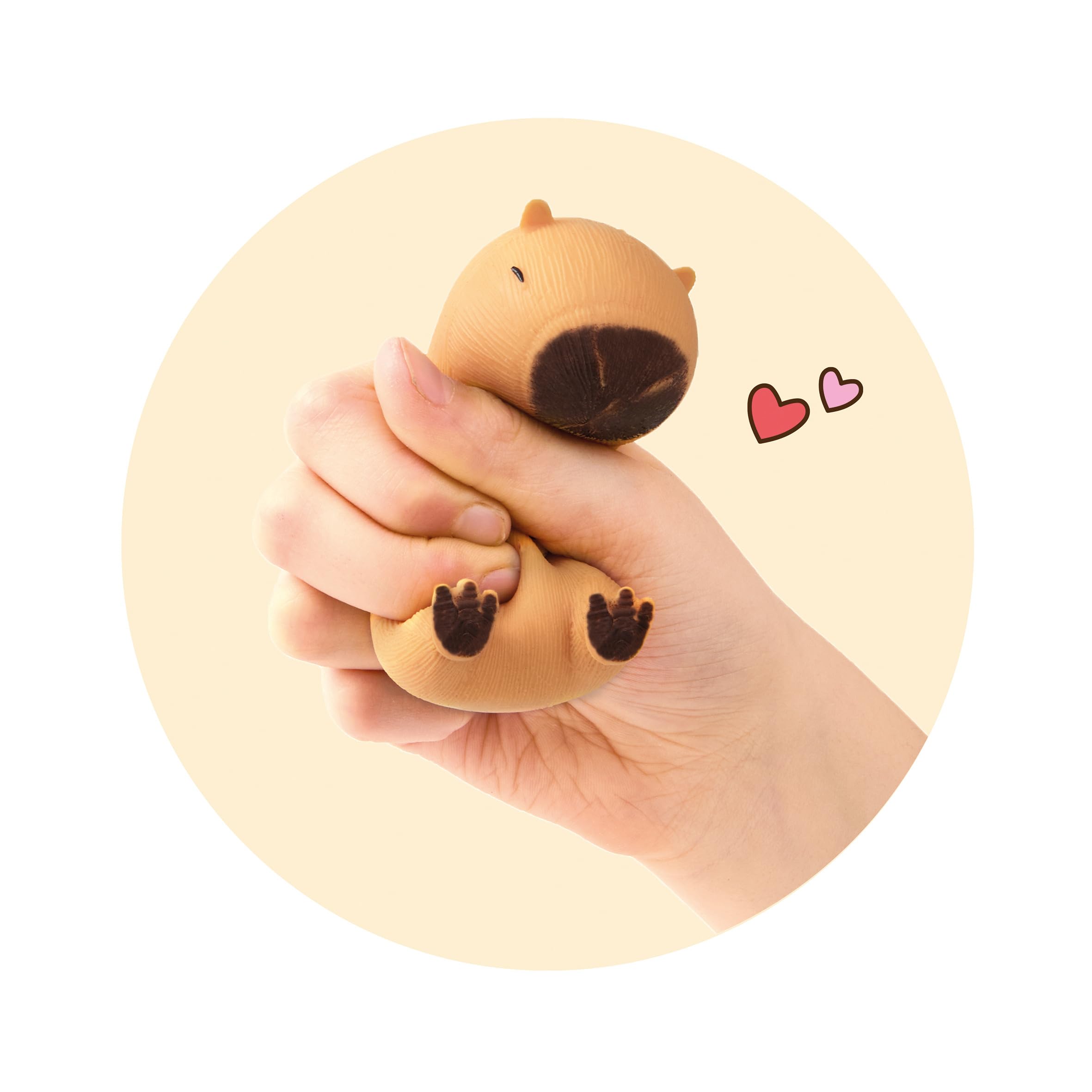 TRENDHAUS 968487 Capybara Love Squeeze, 12 sztuk po 4,2 x 5,8 x 4,3 cm, Squishy w kształcie Capybara, piłki antystresowe dla dzieci i dorosłych