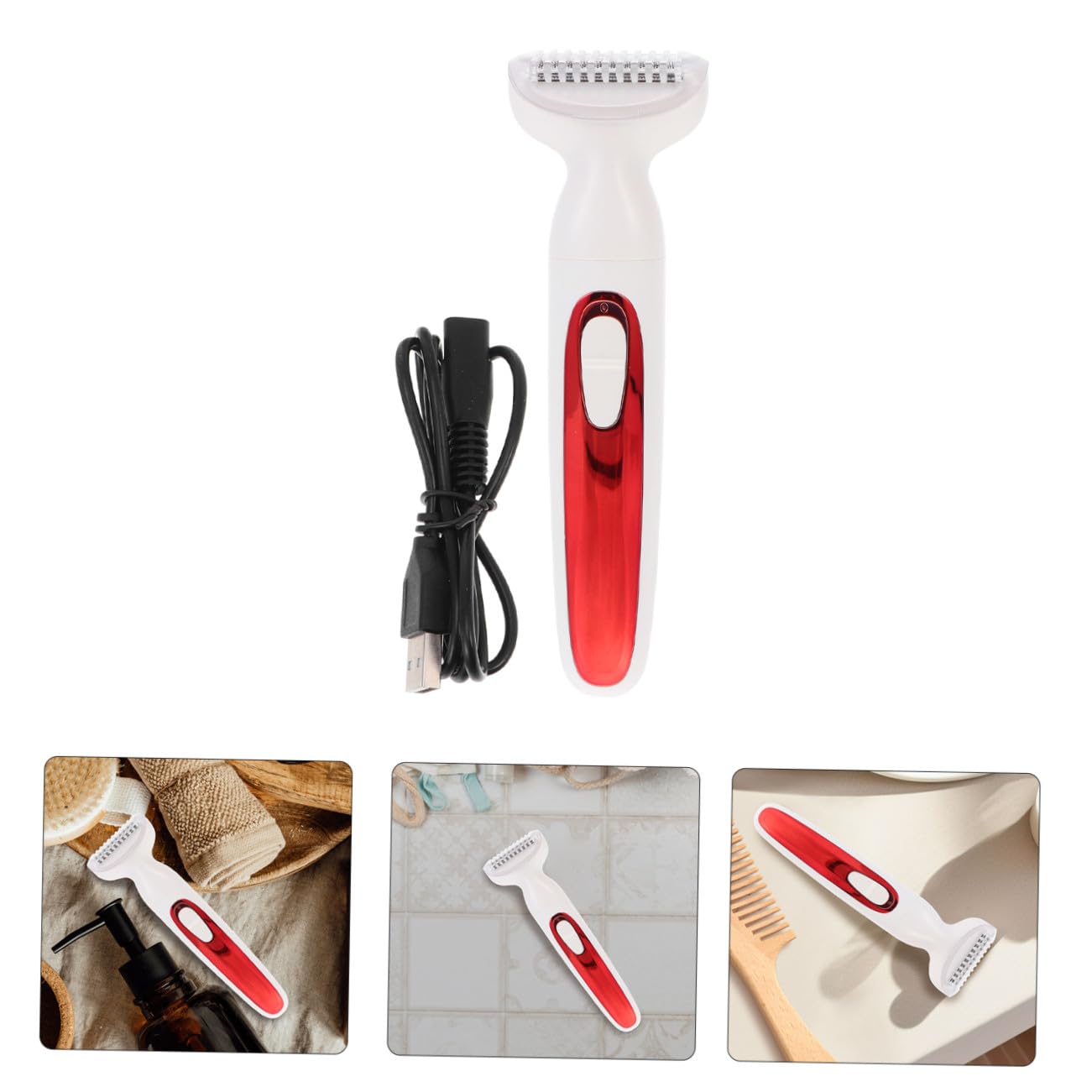 Depilatore Elettrico Ricaricabile USB Rosso per Uomo e Donna | Abs, Testina ad Alta Velocità, Portatile e Leggero, per Casa e Viaggio, 1 Pezzo