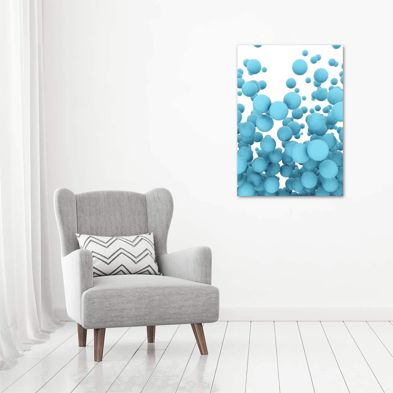 Tulup Impresión en vidrio - 60x120cm - Cuadro sobre Vidrio - Pinturas en Vidrio - Cuadro en Vidrio - Impresiones sobre Vidrio - Cuadro de Cristal - Arte: Moderno Y Clásico - Azul - Bolas De Abstracción