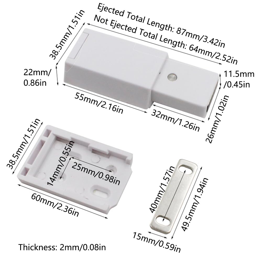 Push Open Deur Catch Jiayi 4 Pack Zwarte Magneet Push Catch Lade Push Klink voor Kast Touch Open Druk Open Deur Catch