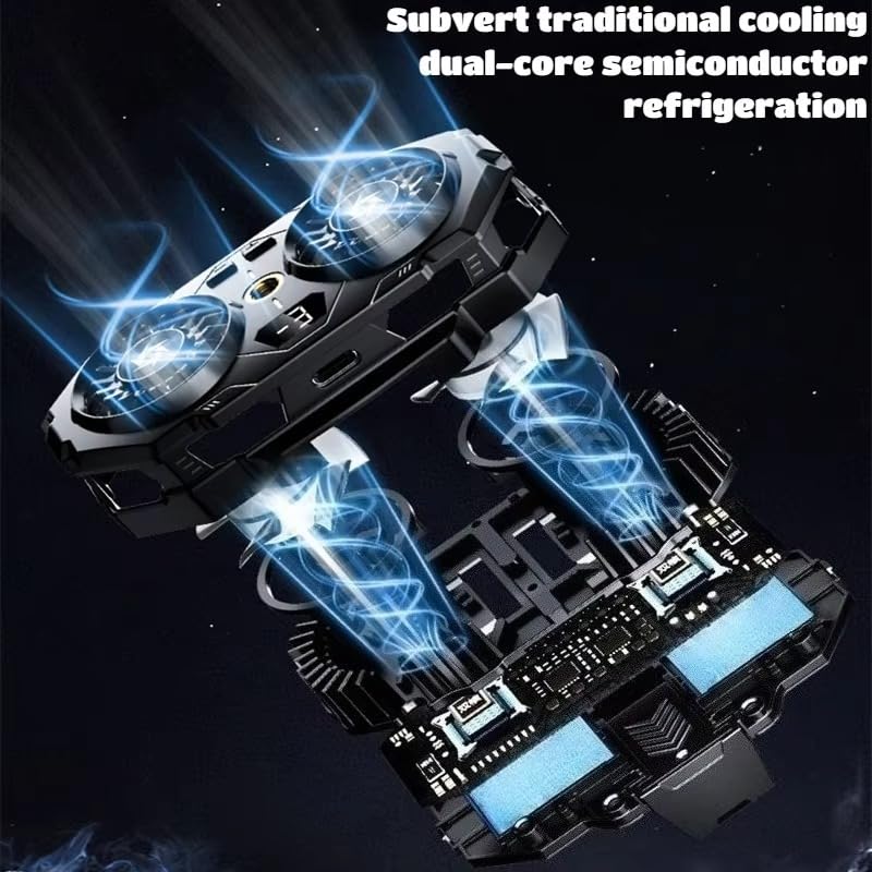 Image of BKN SL-55 Fast Cooling Mobile AC Dual-Fan Radiator 3 Gear Adjustable Phone Temp Display Cooler System Heat Sink With RGB Back Clip Type | Compatible with iPhones /Android Phone Width from 6 to 8 cm