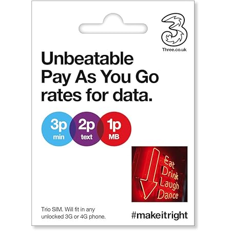 Three Mobile 321 Pay As You Go SIM