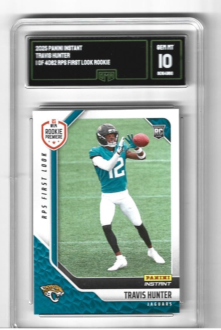 Graded Gem Mint 10 Rookie Premiere Travis Hunter Rookie Card 2025 Jaguars Top Draft Pick 2 Way Star Heisman Trophy Winner