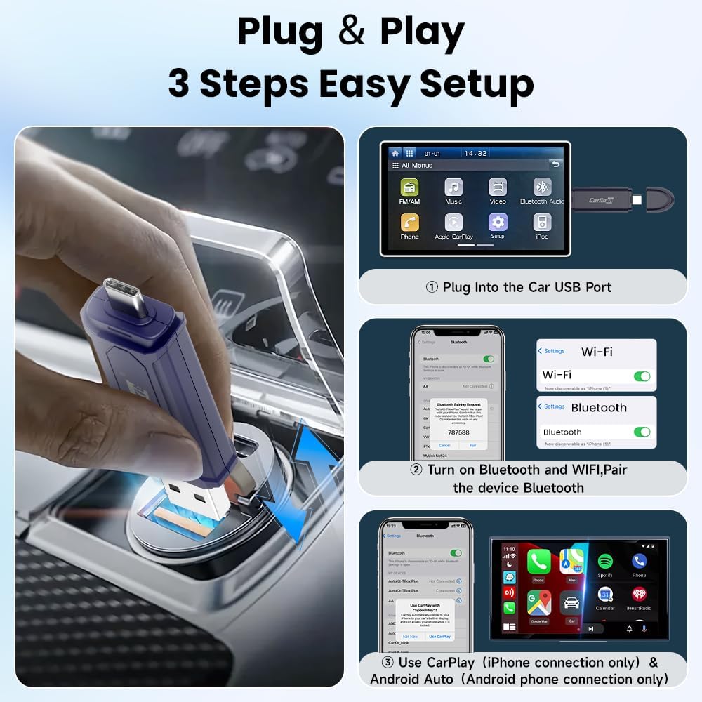 Carlinkit Mini SE Pro Wireless CarPlay Adapter, Wired to Wireless Converter for OEM Factory Wired CarPlay/Android Auto Cars, 5GHz WiFi Fast Connect with USB C/A Dual Port