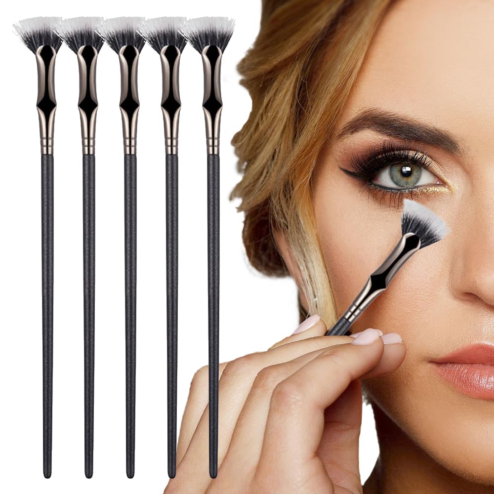 Folding Angle Scalloped Lash Brush, 2024 New Mascara Angled Fan Shaped Eyelash Brush, Premium Eyelash Eyebrow Eye Shadow Brush Makeup Brush Eye Lashes Makeup Tools (6 Pcs)