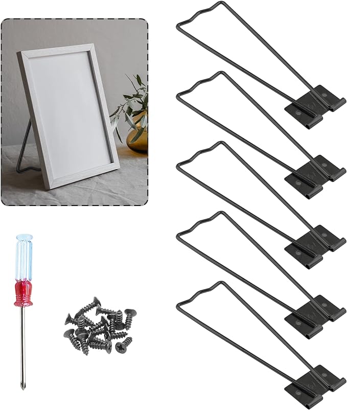 Rierdge 5 Pcs Easel Back, Iron Picture Frame Easel Back